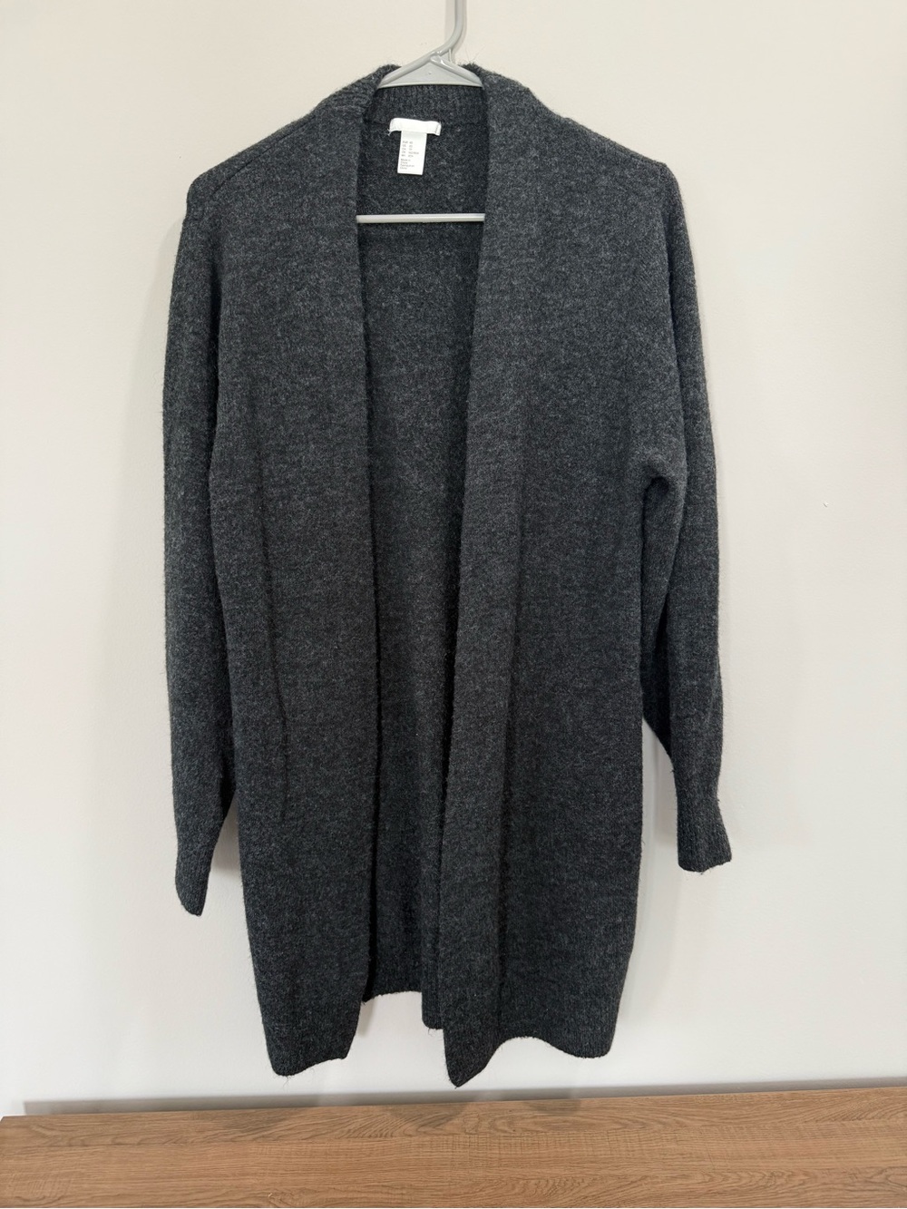 H&M Dark Charcoal Gray Open-Front Long Cardigan Sweater